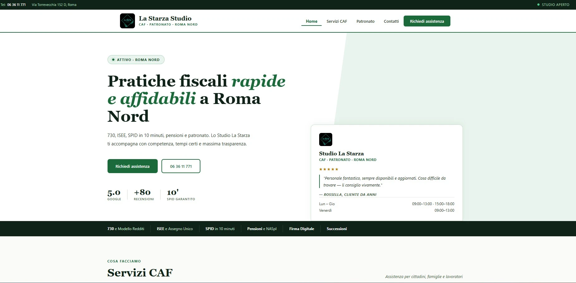 CAF Patronato Roma Nord — PageSpeed 100/100/100/100