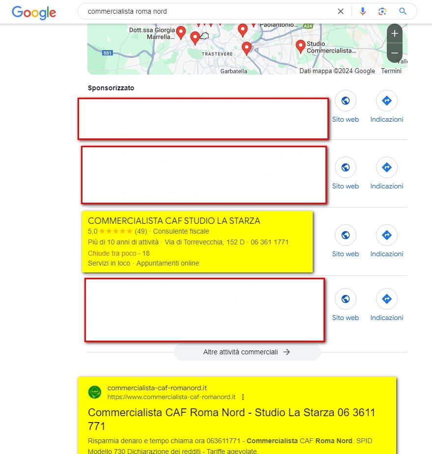 foto prima pagina google commercialista